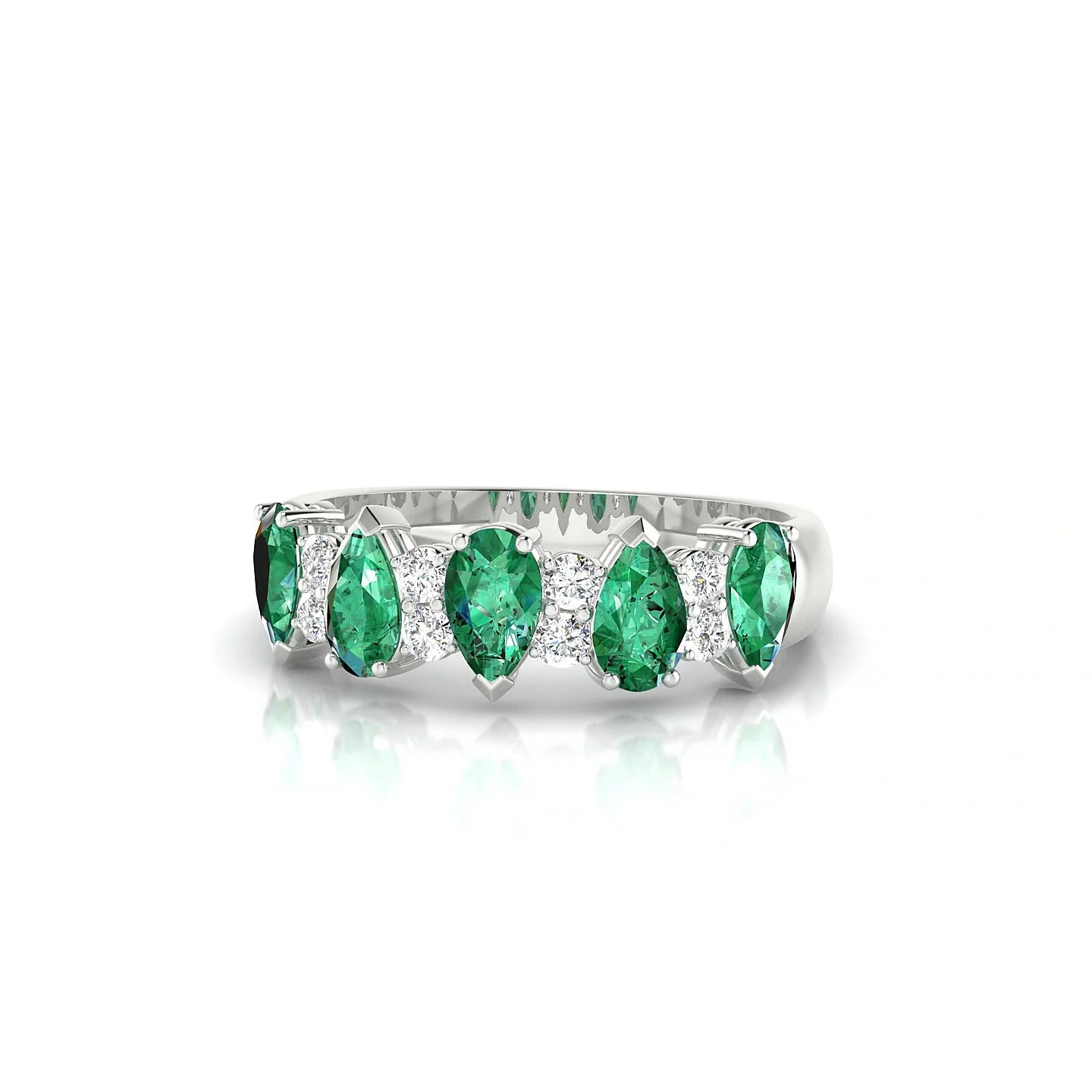 Eminence | 18k White Gold 5 x 3 mm Pear Emerald Ring