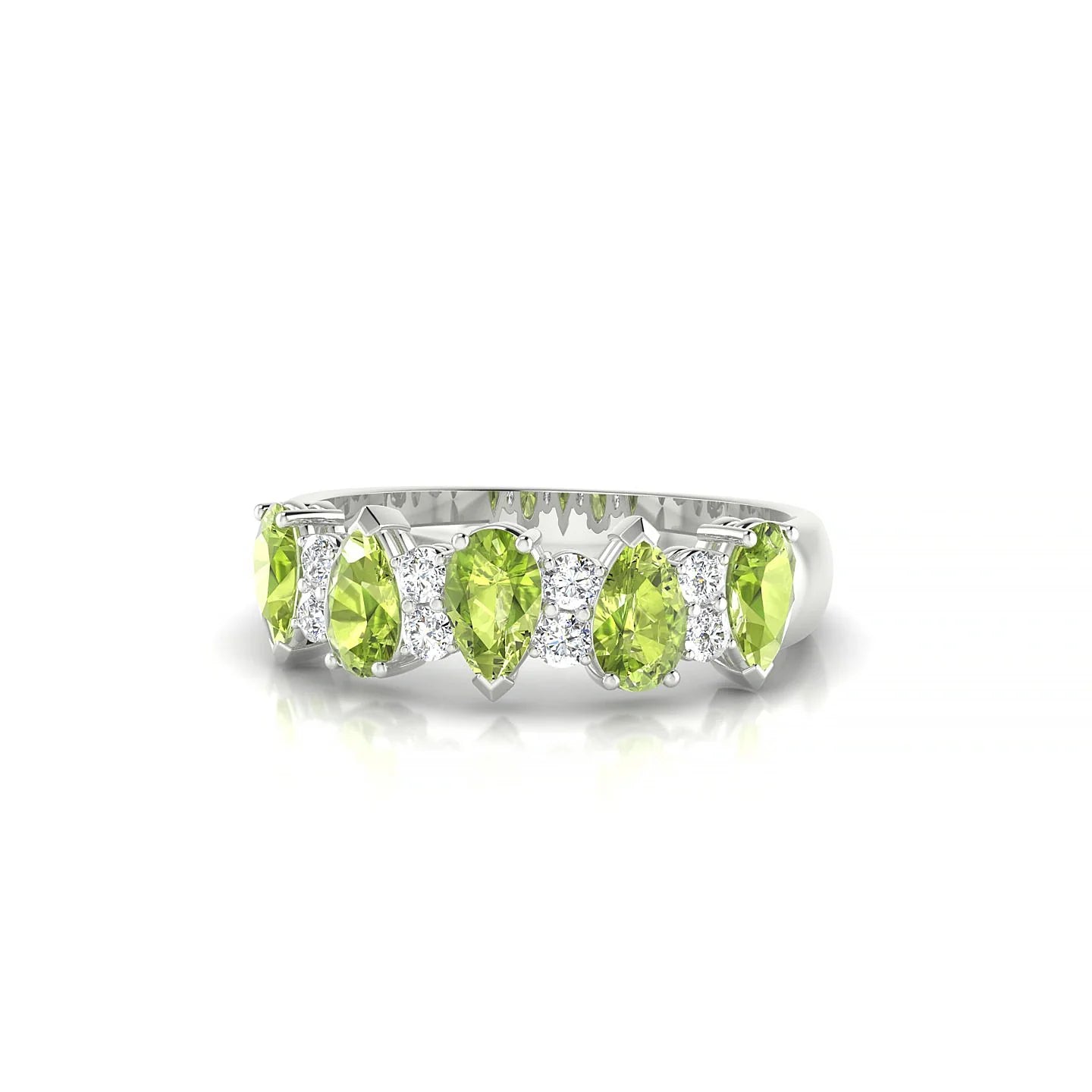 Eminence | 18k White Gold 5 x 3 mm Pear Peridot Ring
