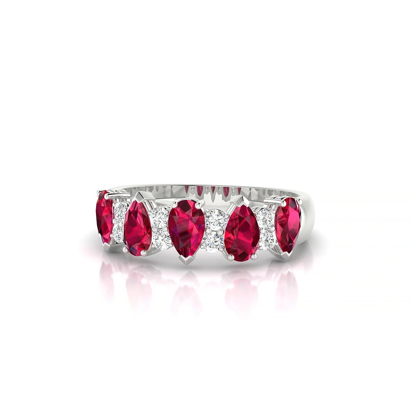 Eminence | 18k White Gold 5 x 3 mm Pear Ruby Ring