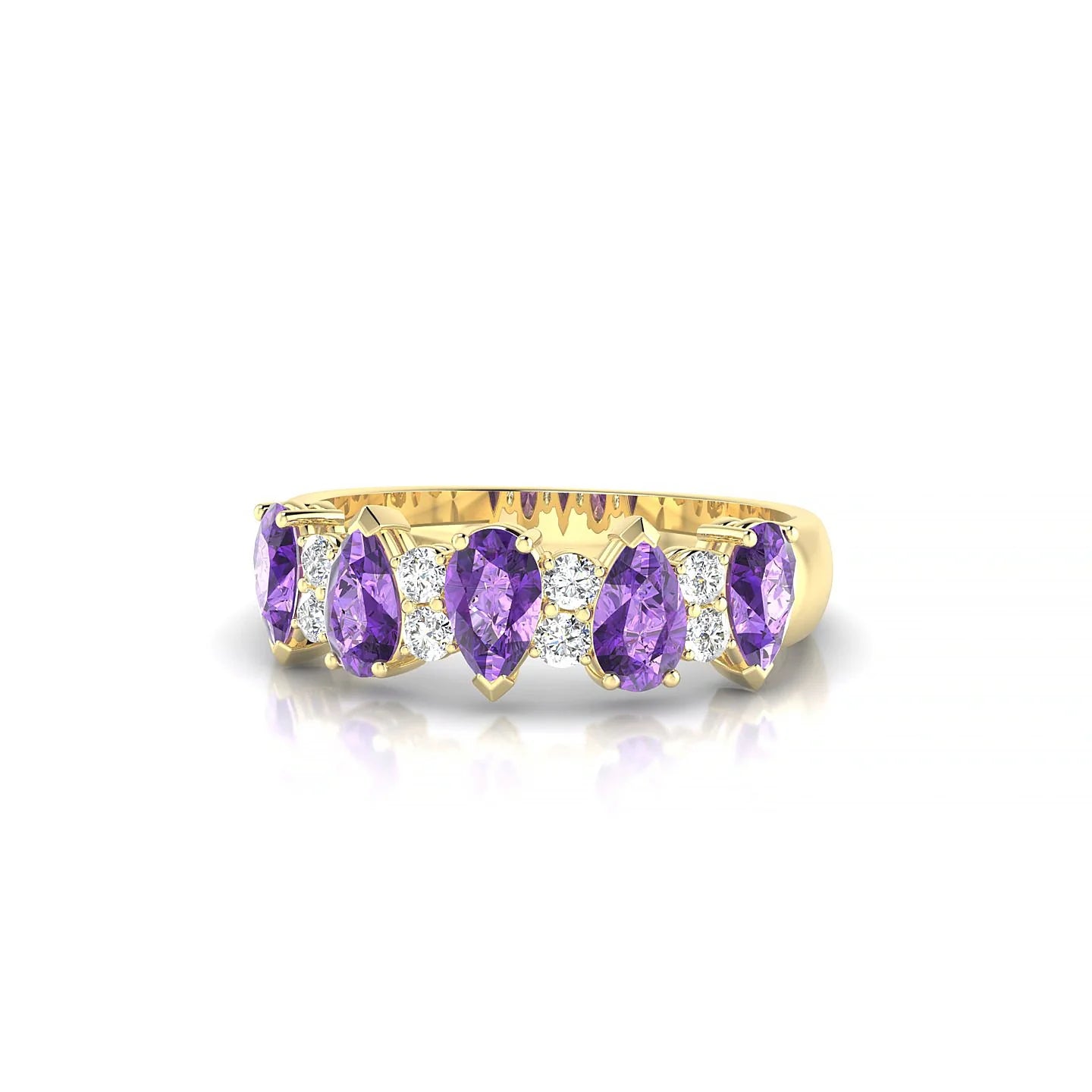 Eminence | 18k Yellow Gold 5 x 3 mm Pear Amethyst Ring