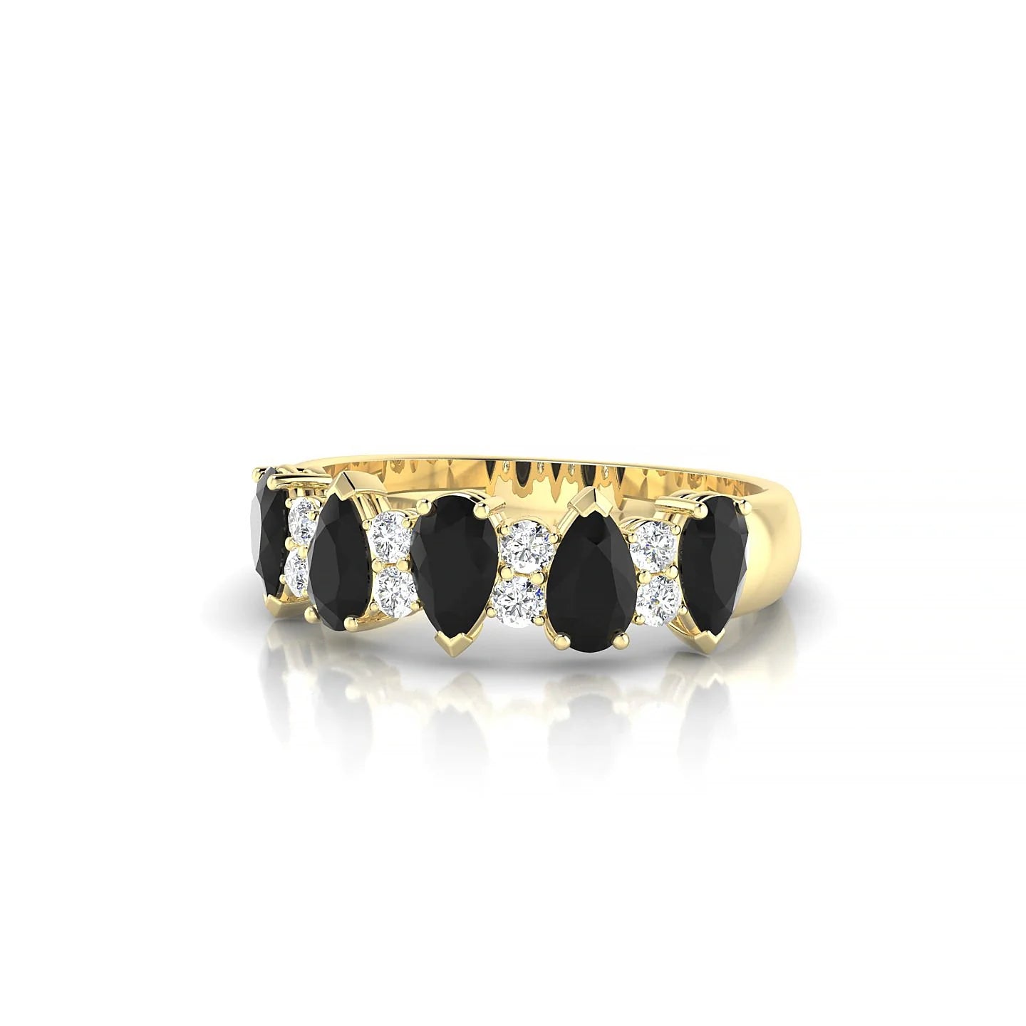 Eminence | 18k Yellow Gold 5 x 3 mm Pear Black Diamond Ring