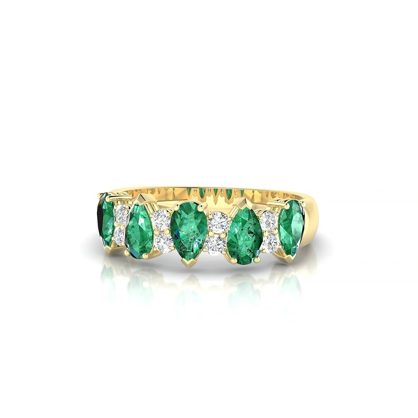Eminence | 18k Yellow Gold 5 x 3 mm Pear Emerald Ring