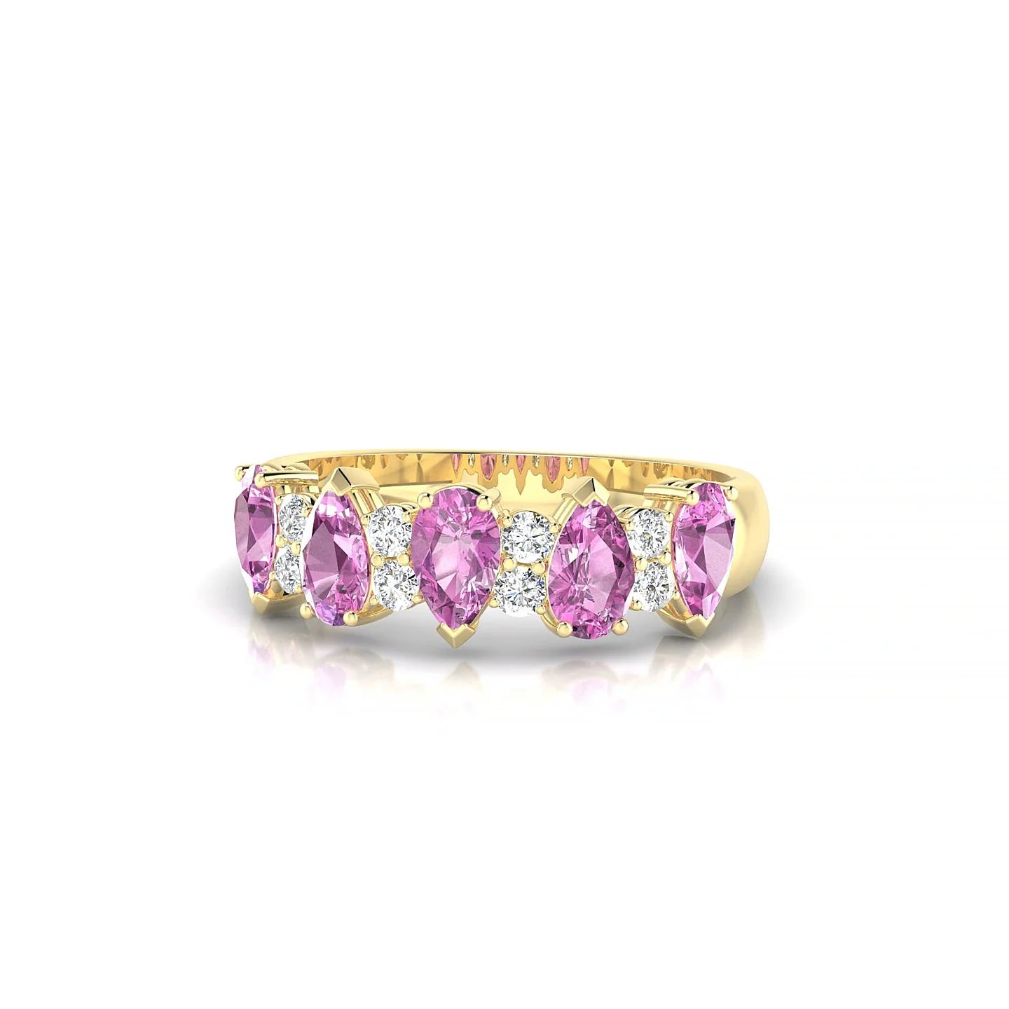 Eminence | 18k Yellow Gold 5 x 3 mm Pear Pink Sapphire Ring