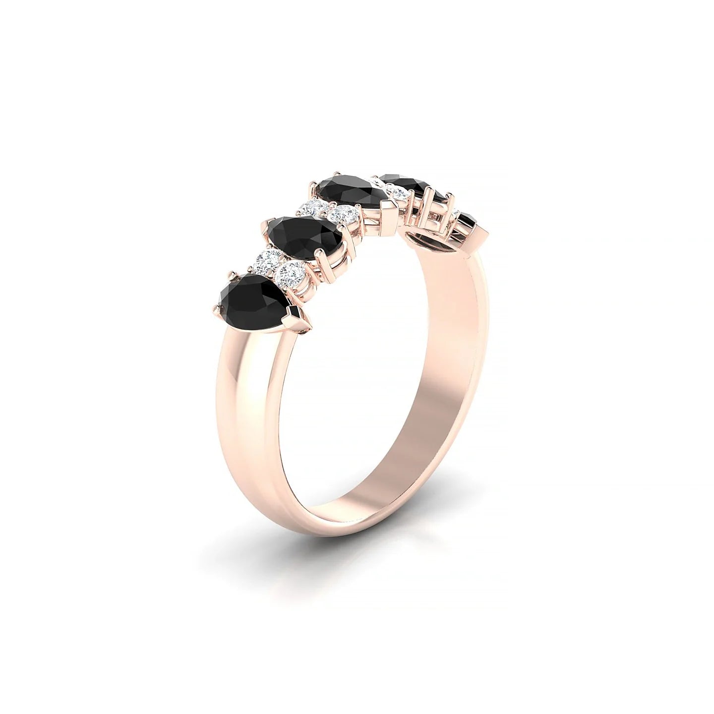 Eminence | 18k Rose Gold 5 x 3 mm Pear Black Diamond Ring