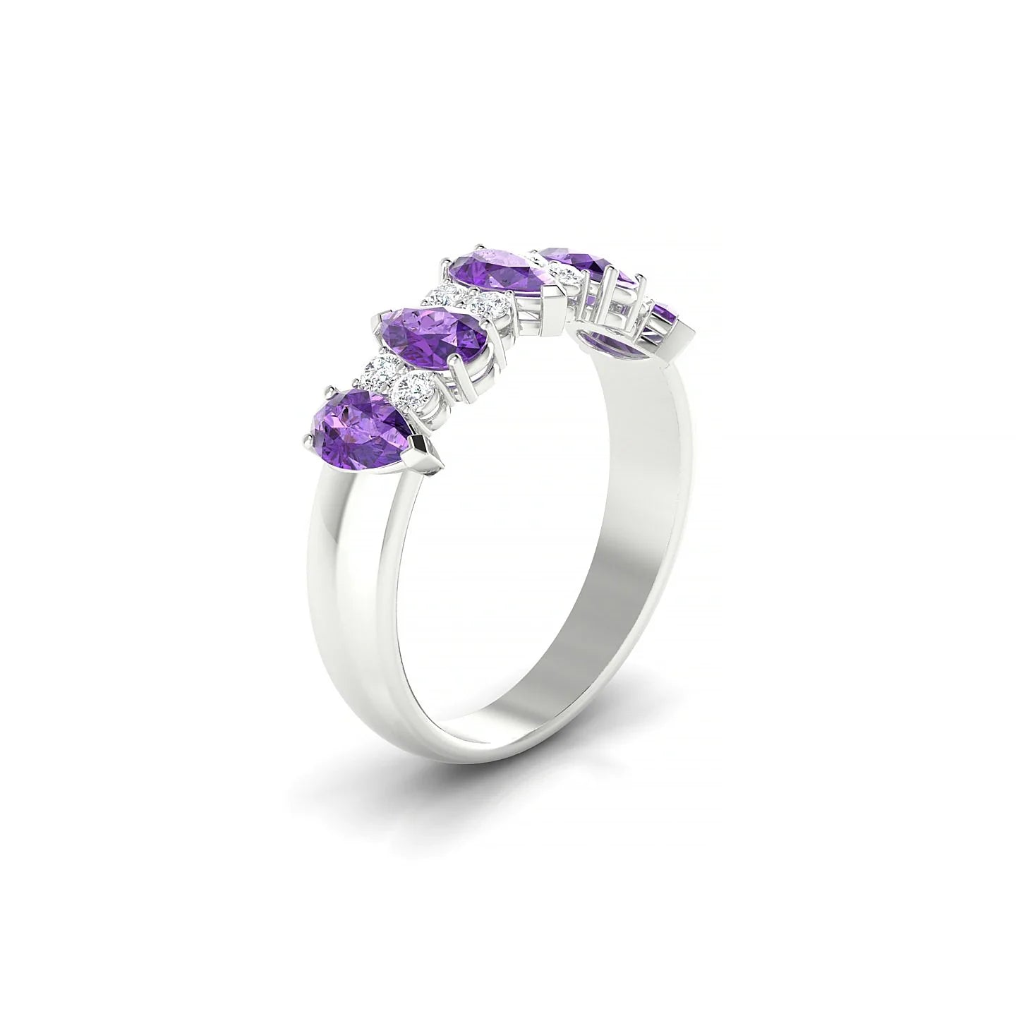 Eminence | 18k White Gold 5 x 3 mm Pear Amethyst Ring