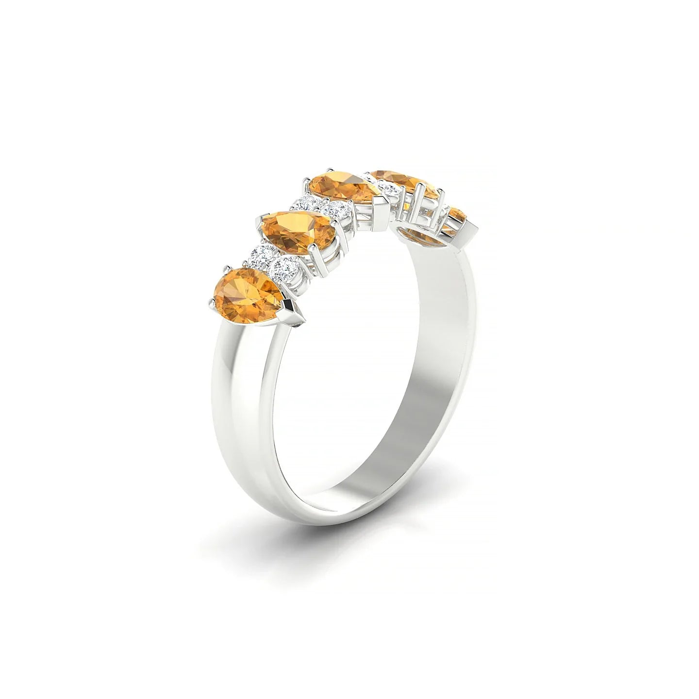 Eminence | 18k White Gold 5 x 3 mm Pear Citrine Ring