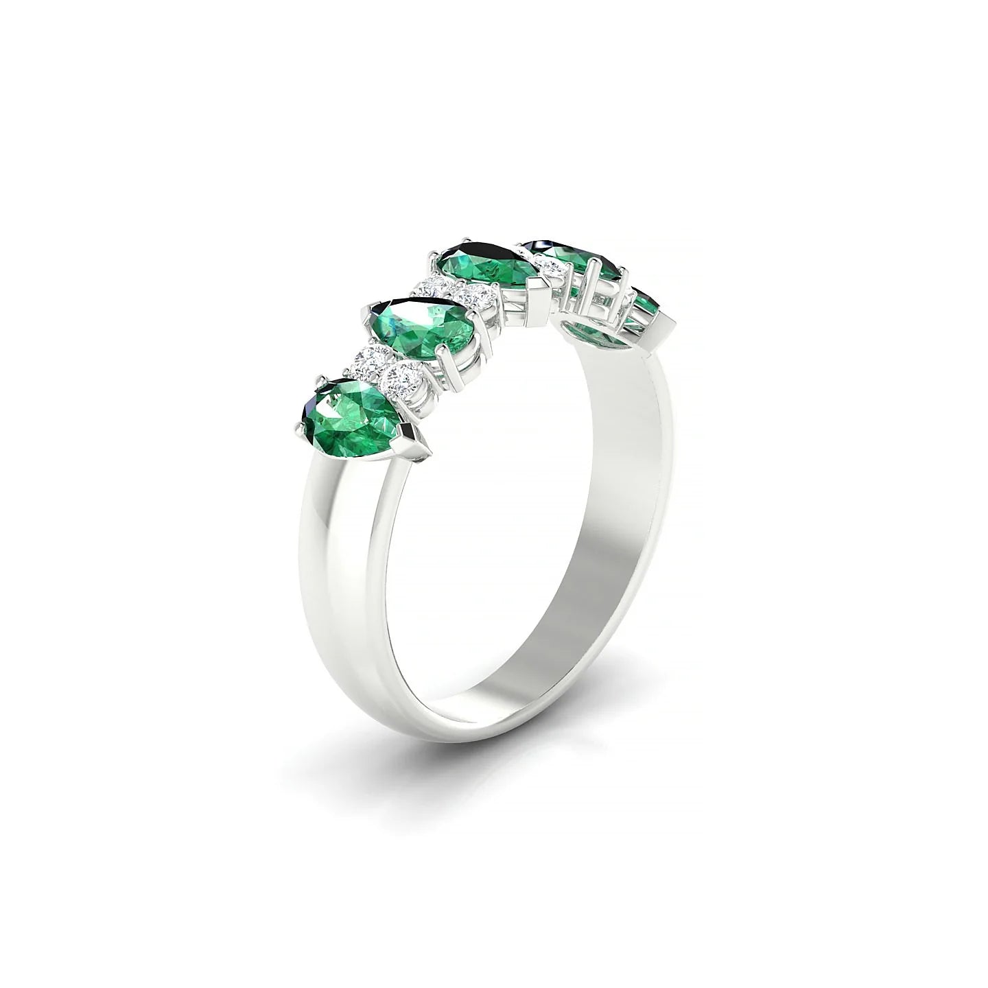 Eminence | 18k White Gold 5 x 3 mm Pear Emerald Ring