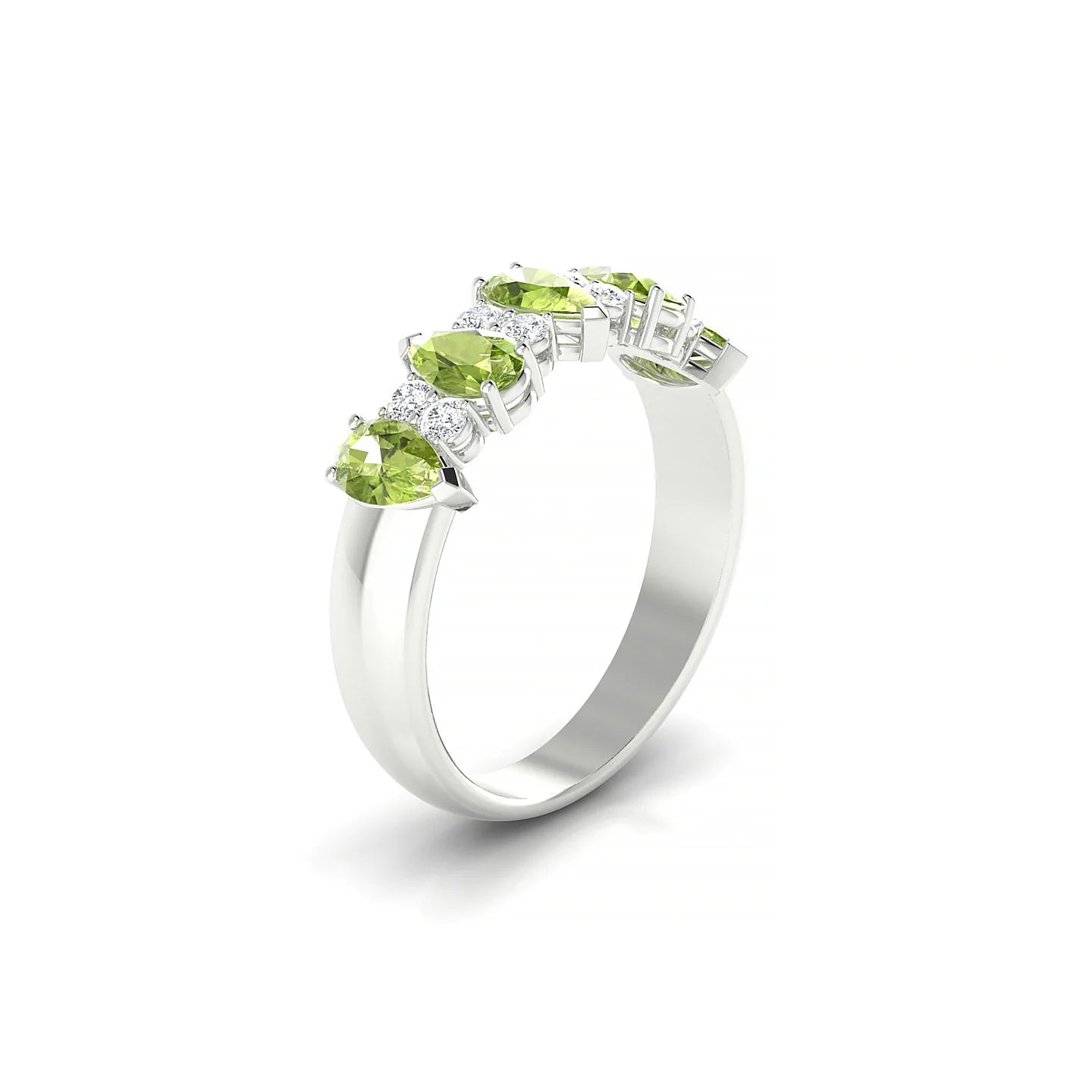 Eminence | 18k White Gold 5 x 3 mm Pear Peridot Ring