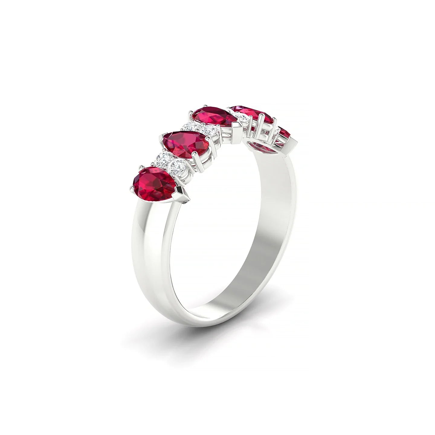 Eminence | 18k White Gold 5 x 3 mm Pear Ruby Ring