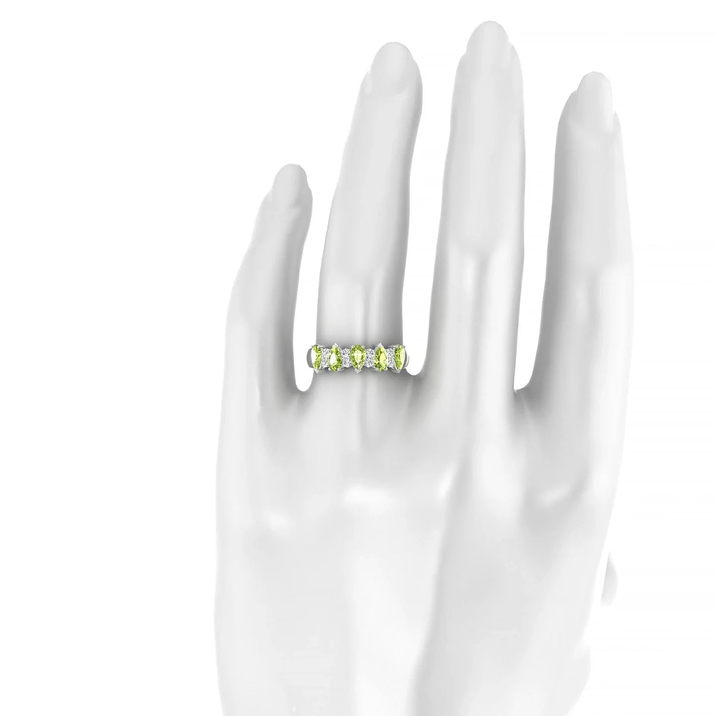 Eminence | 18k White Gold 5 x 3 mm Pear Peridot Ring