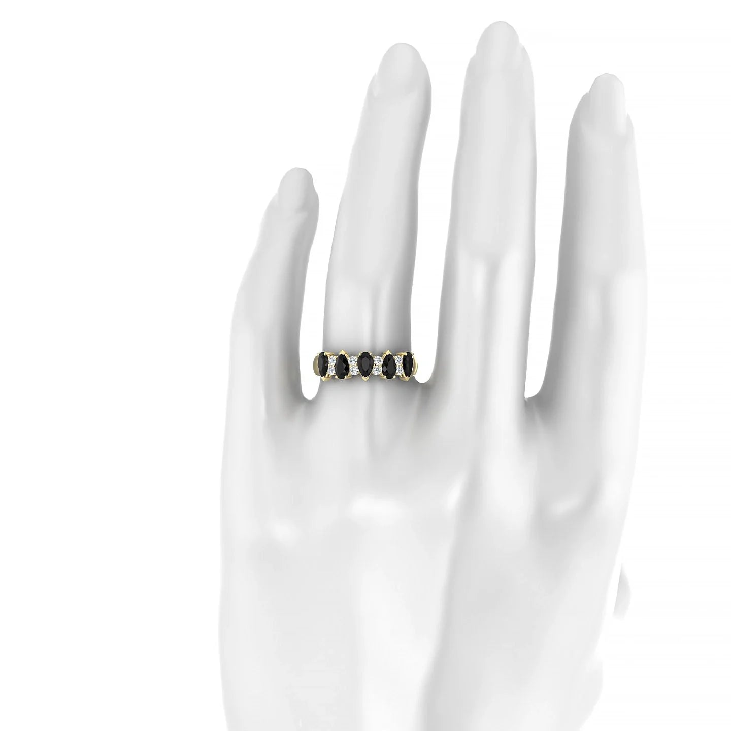 Eminence | 18k Yellow Gold 5 x 3 mm Pear Black Diamond Ring