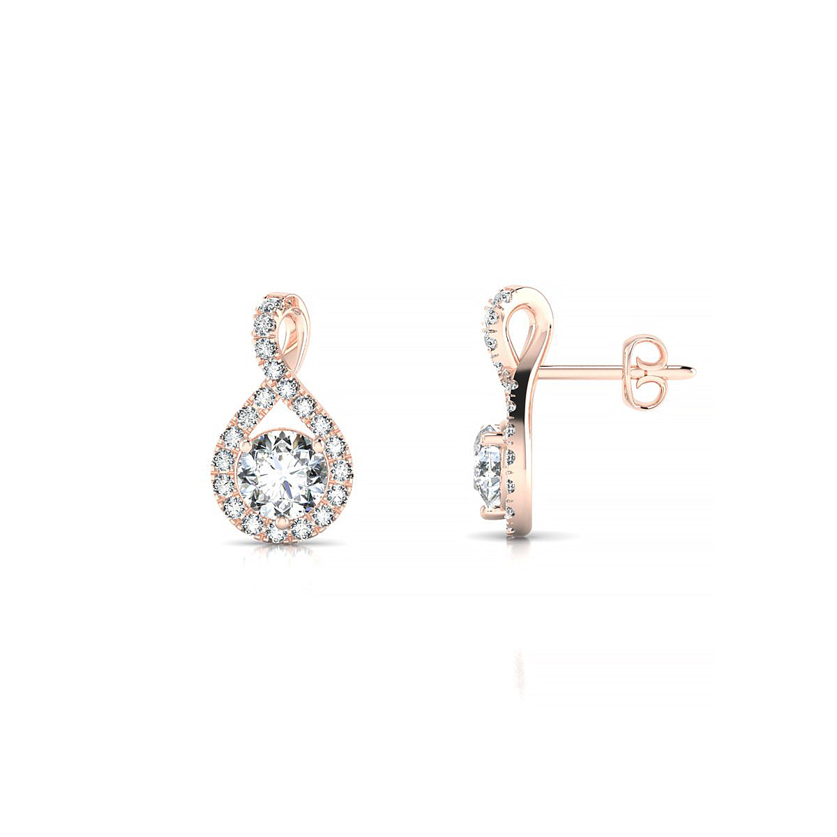 Essence | 18k Rose Gold 4.2 mm Round Diamond Earrings