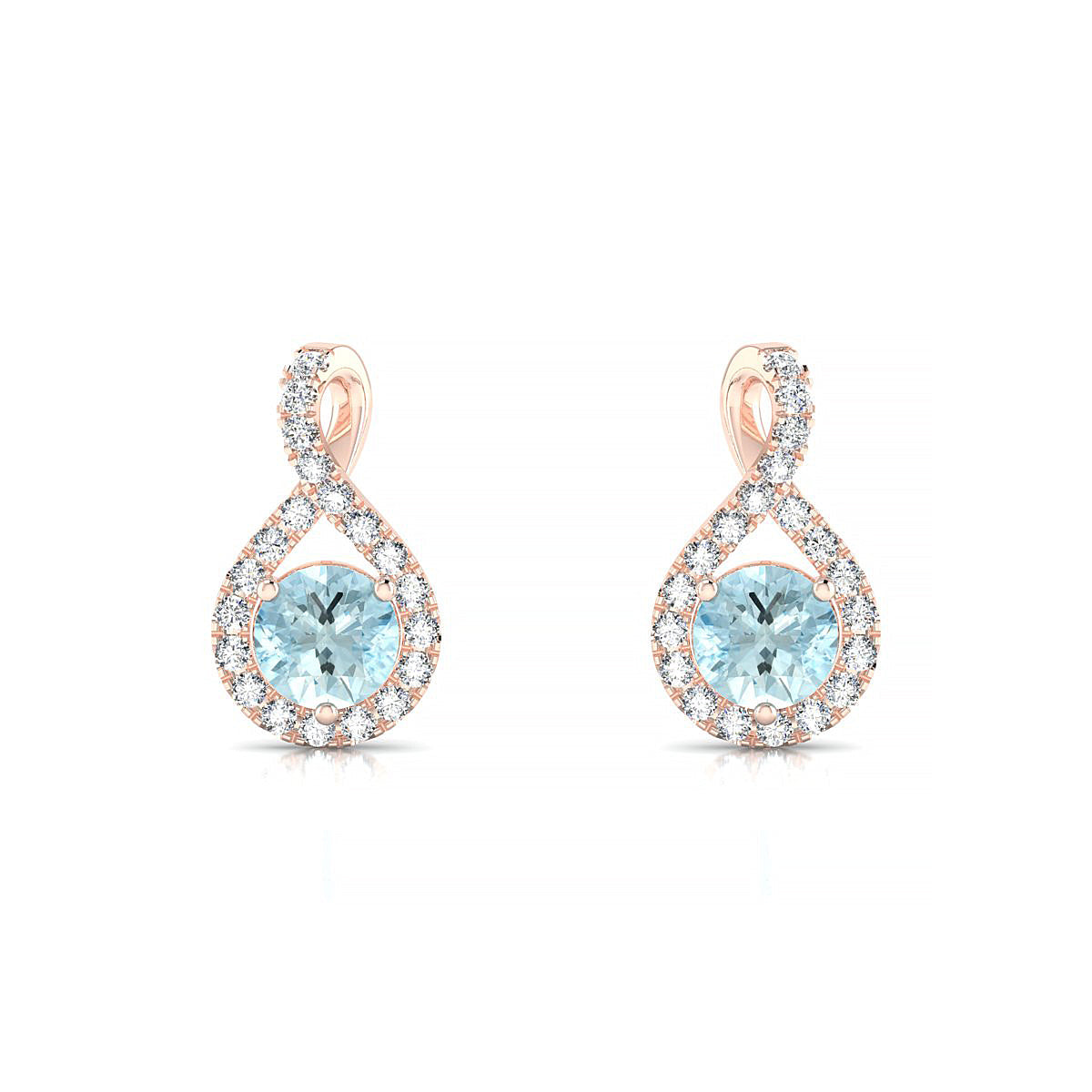 Essence | 18k Rose Gold 4.5 mm Round Aquamarine Earrings
