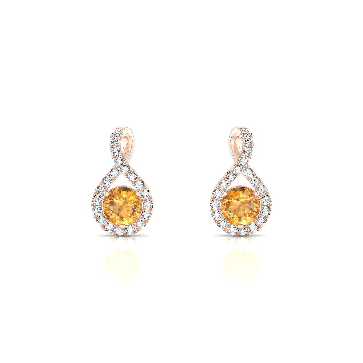 Essence | 18k Rose Gold 4.5 mm Round Citrine Earrings