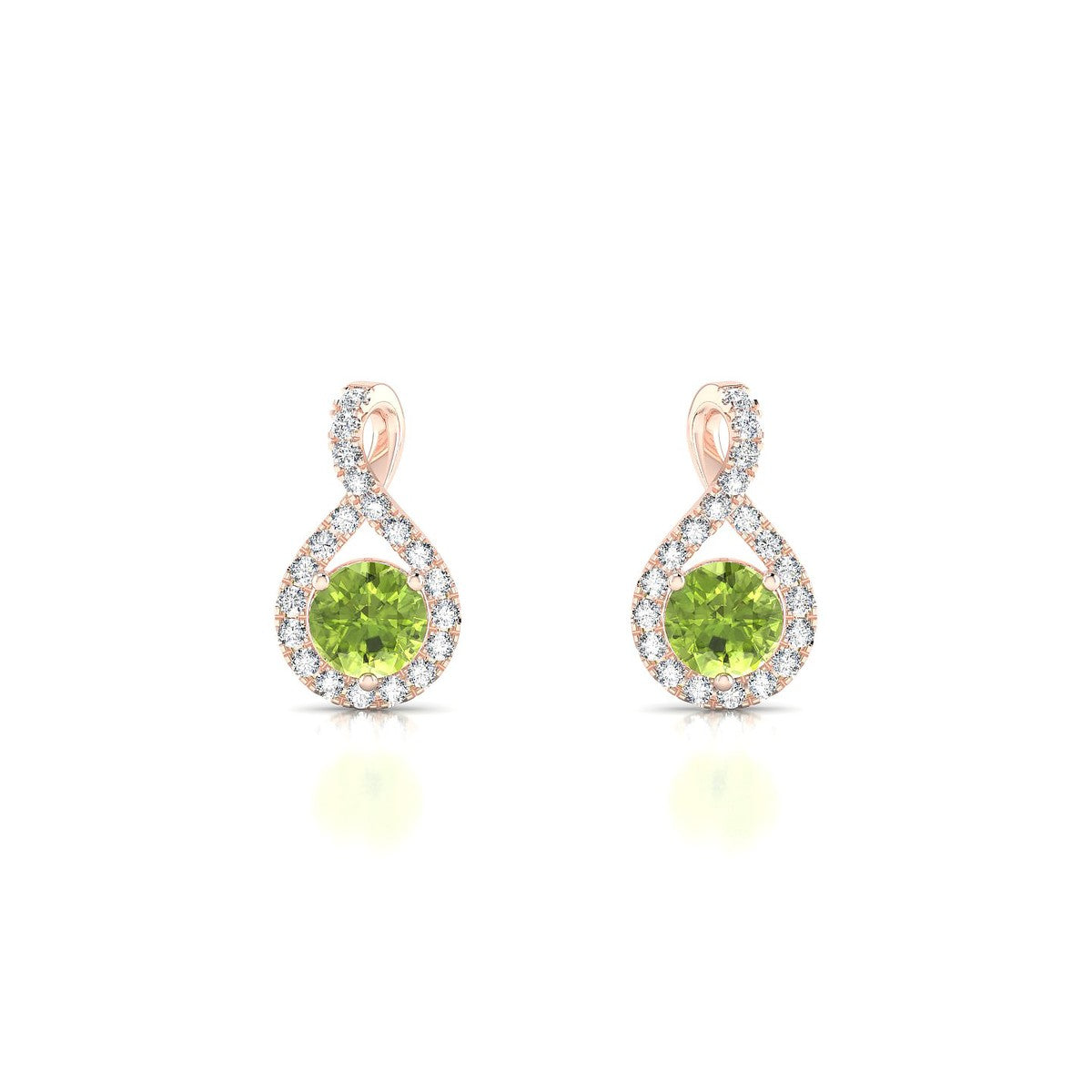 Essence | 18k Rose Gold 4.5 mm Round Peridot Earrings