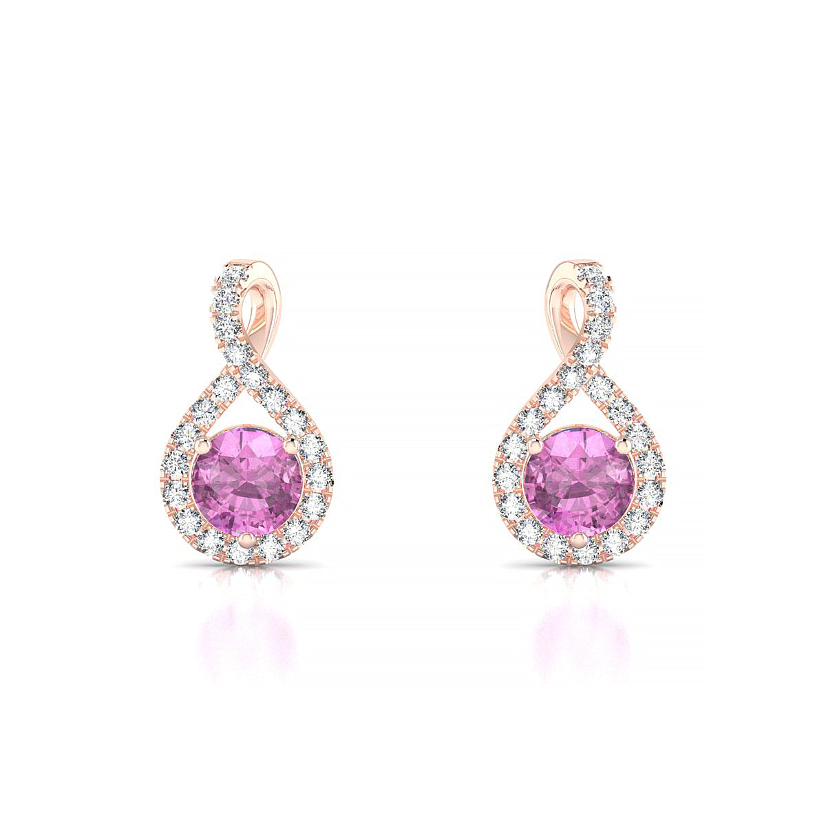 Essence | 18k Rose Gold 4.5 mm Round Pink Sapphire Earrings