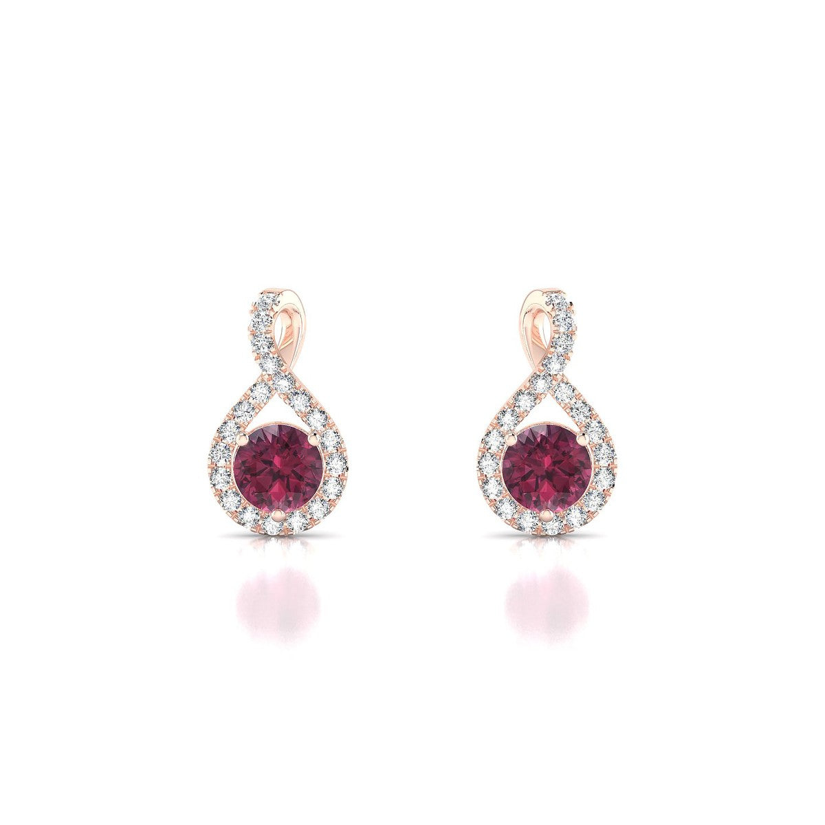 Essence | 18k Rose Gold 4.5 mm Round Rhodolite Earrings