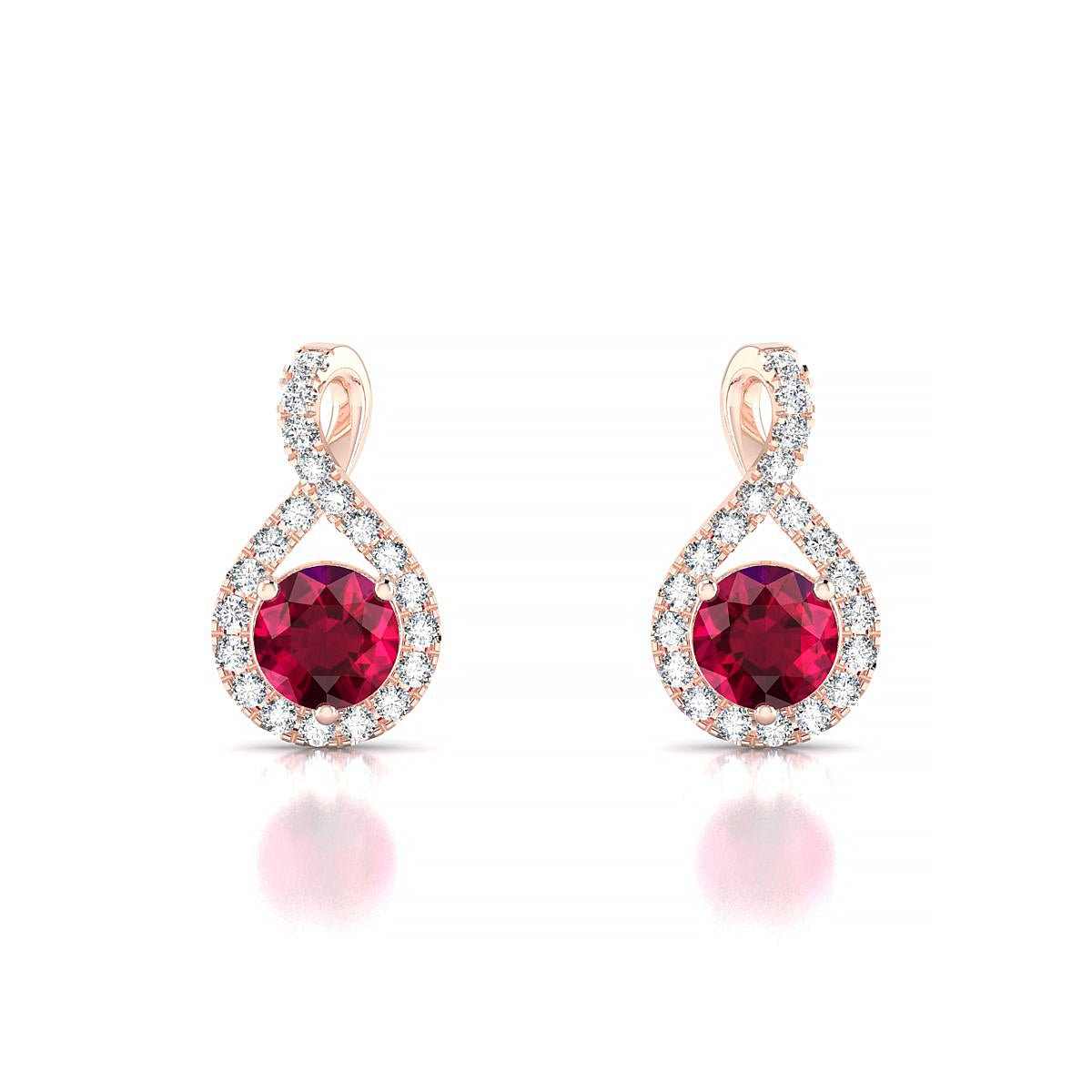 Essence | 18k Rose Gold 4.5 mm Round Ruby Earrings