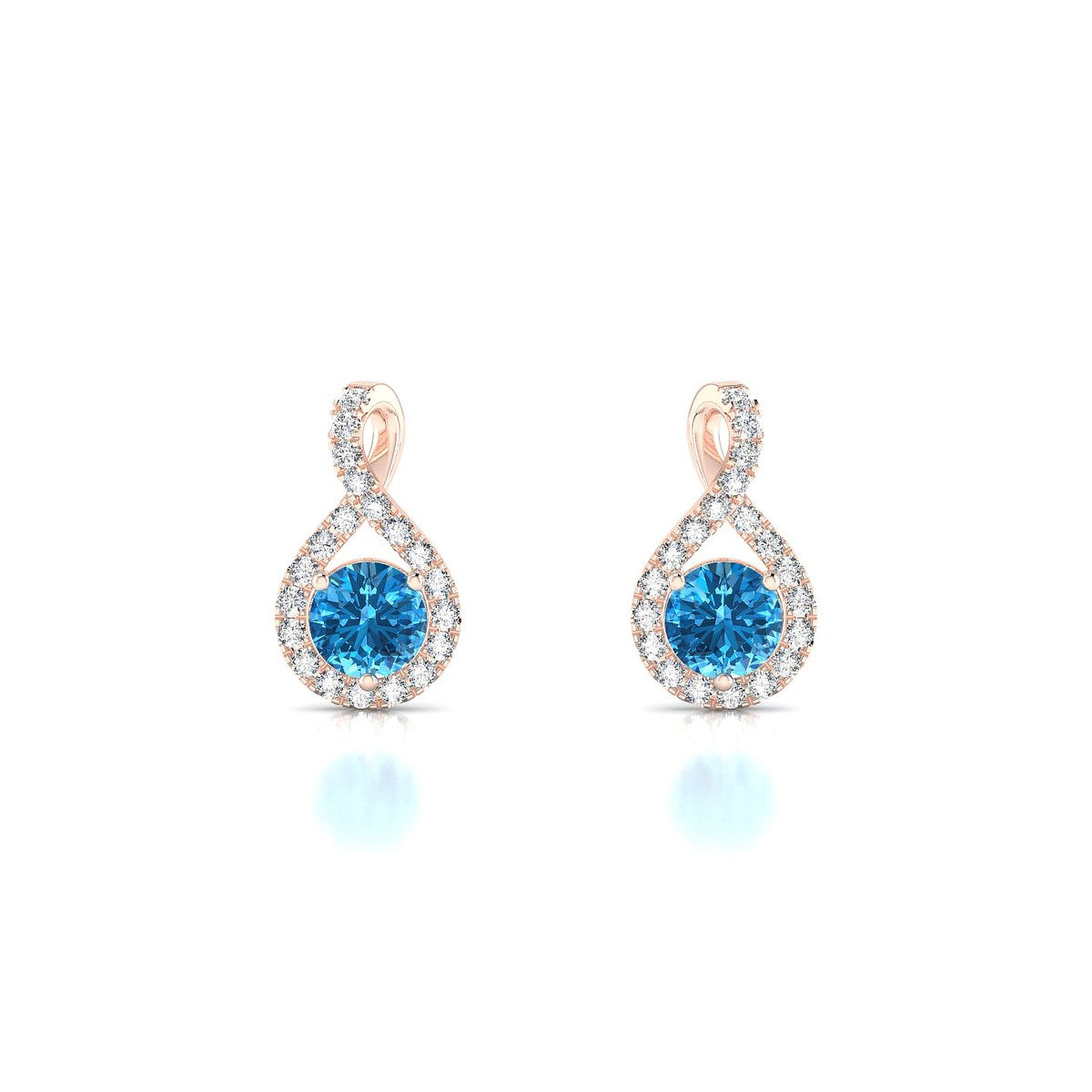 Essence | 18k Rose Gold 4.5 mm Round Topaz Earrings