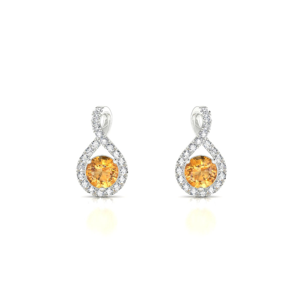 Essence | 18k White Gold 4.5 mm Round Citrine Earrings