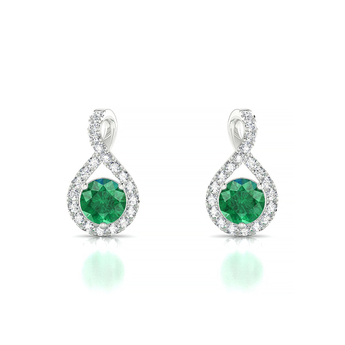Essence | 18k White Gold 4.5 mm Round Emerald Earrings
