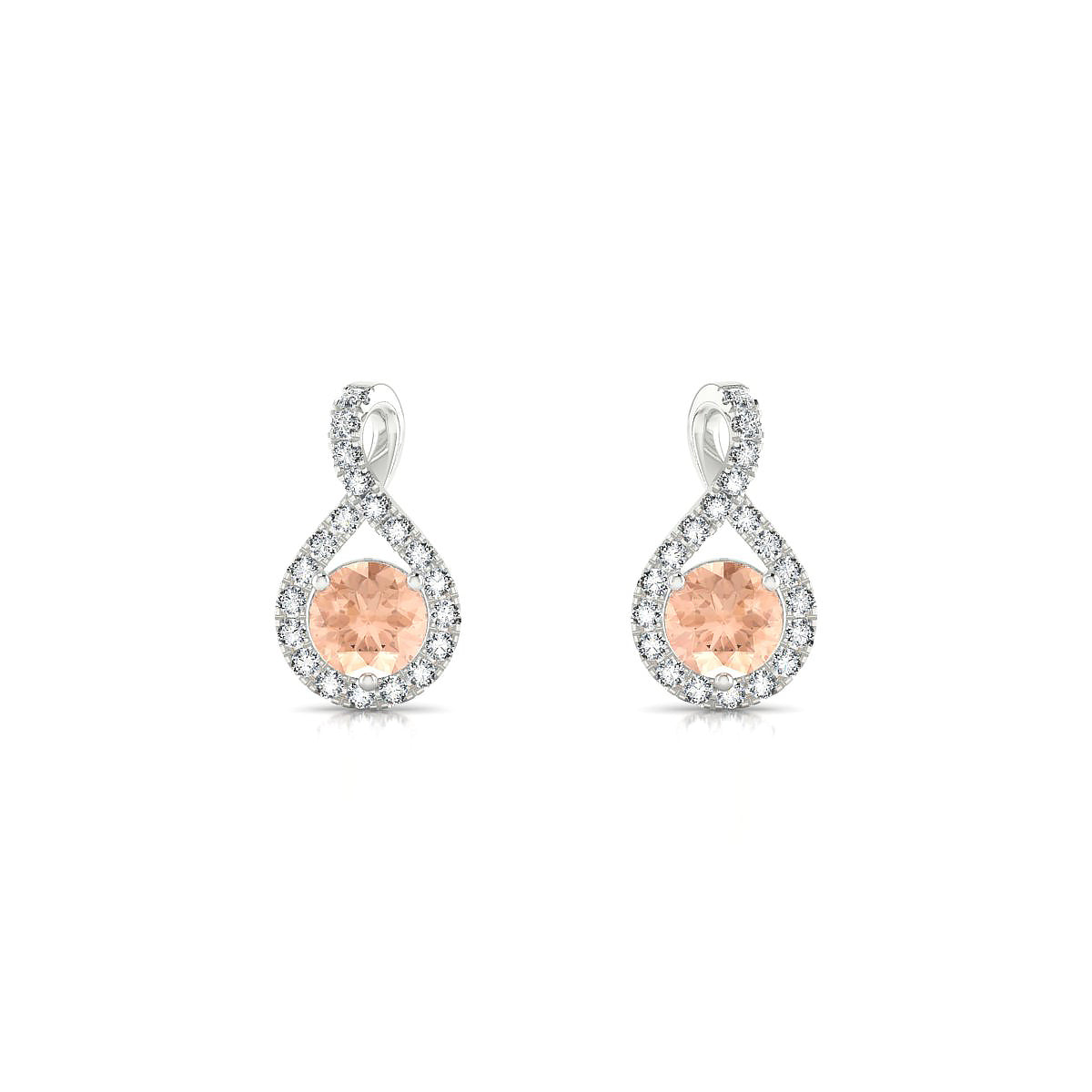 Essence | 18k White Gold 4.5 mm Round Morganite Earrings