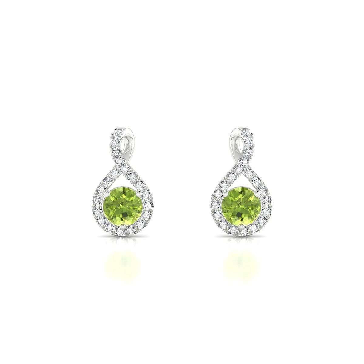 Essence | 18k White Gold 4.5 mm Round Peridot Earrings
