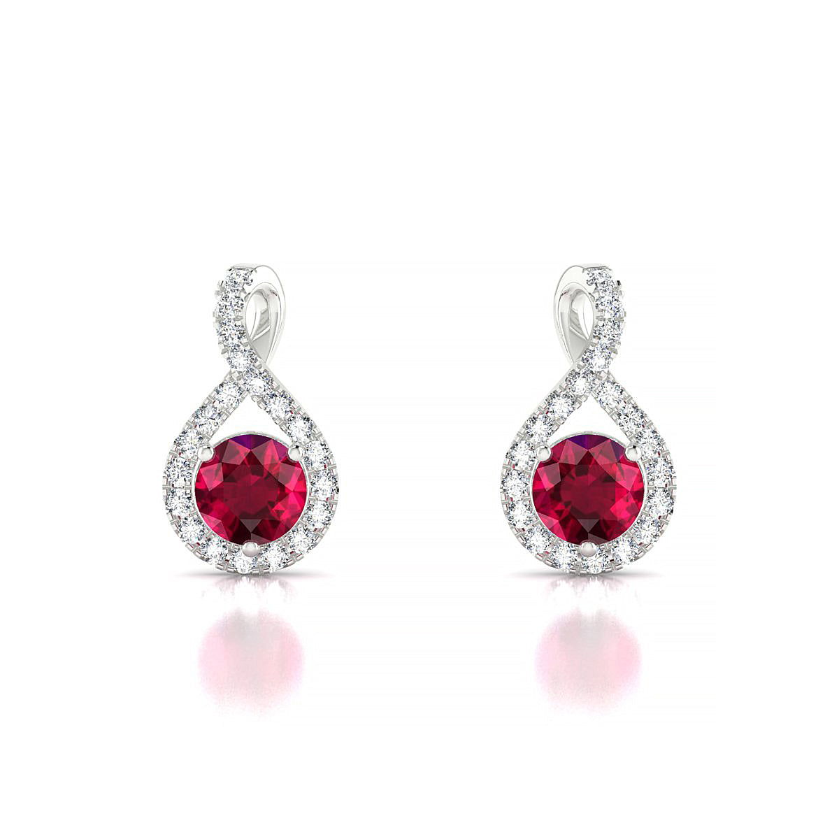 Essence | 18k White Gold 4.5 mm Round Ruby Earrings