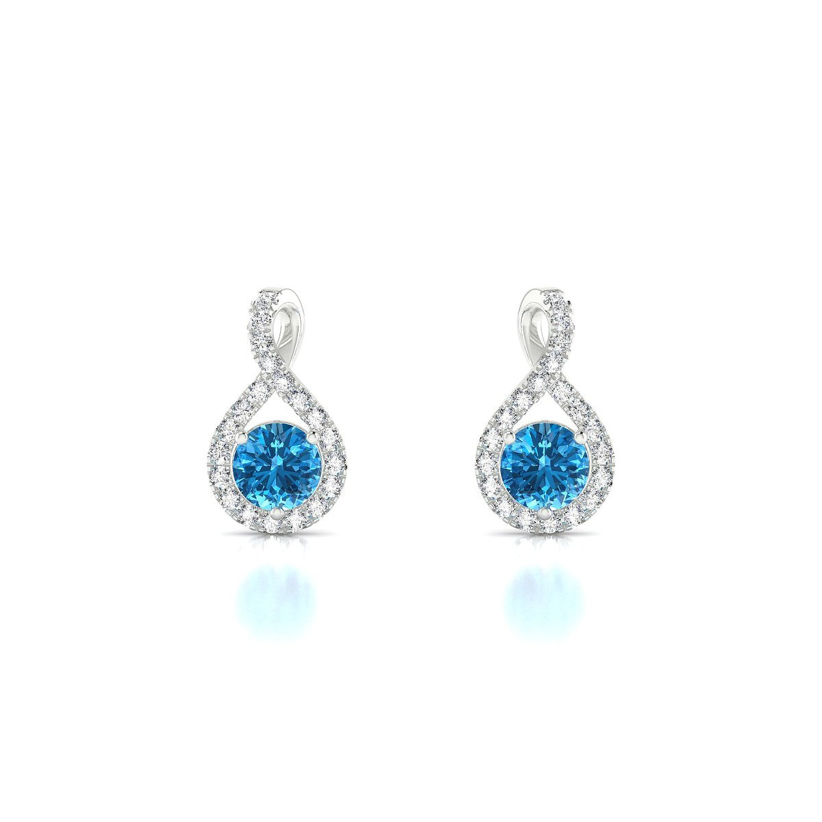Essence | 18k White Gold 4.5 mm Round Topaz Earrings