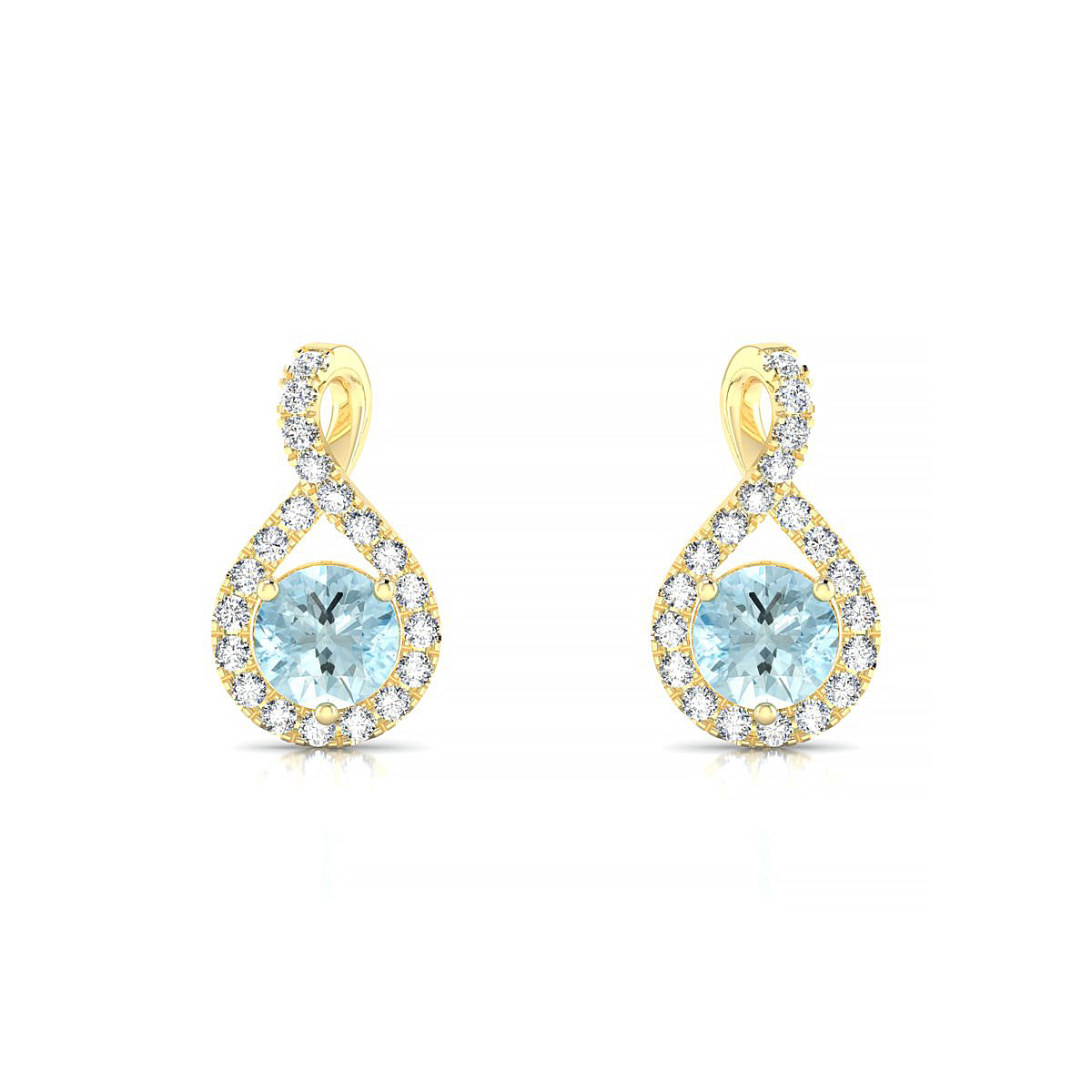 Essence | 18k Yellow Gold 4.5 mm Round Aquamarine Earrings