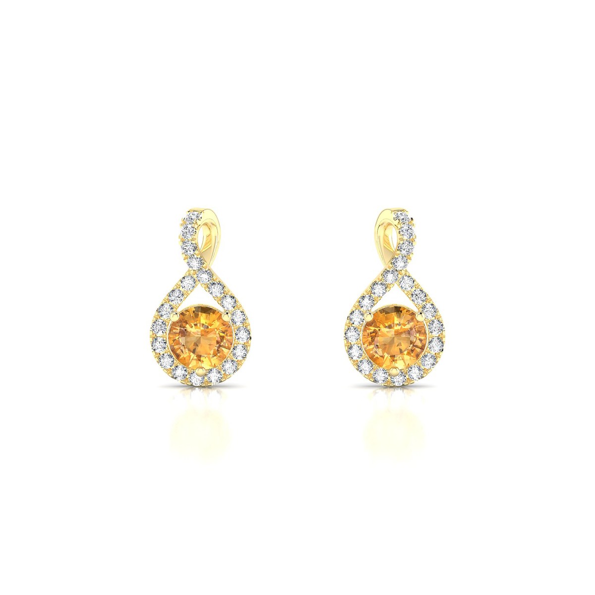 Essence | 18k Yellow Gold 4.5 mm Round Citrine Earrings