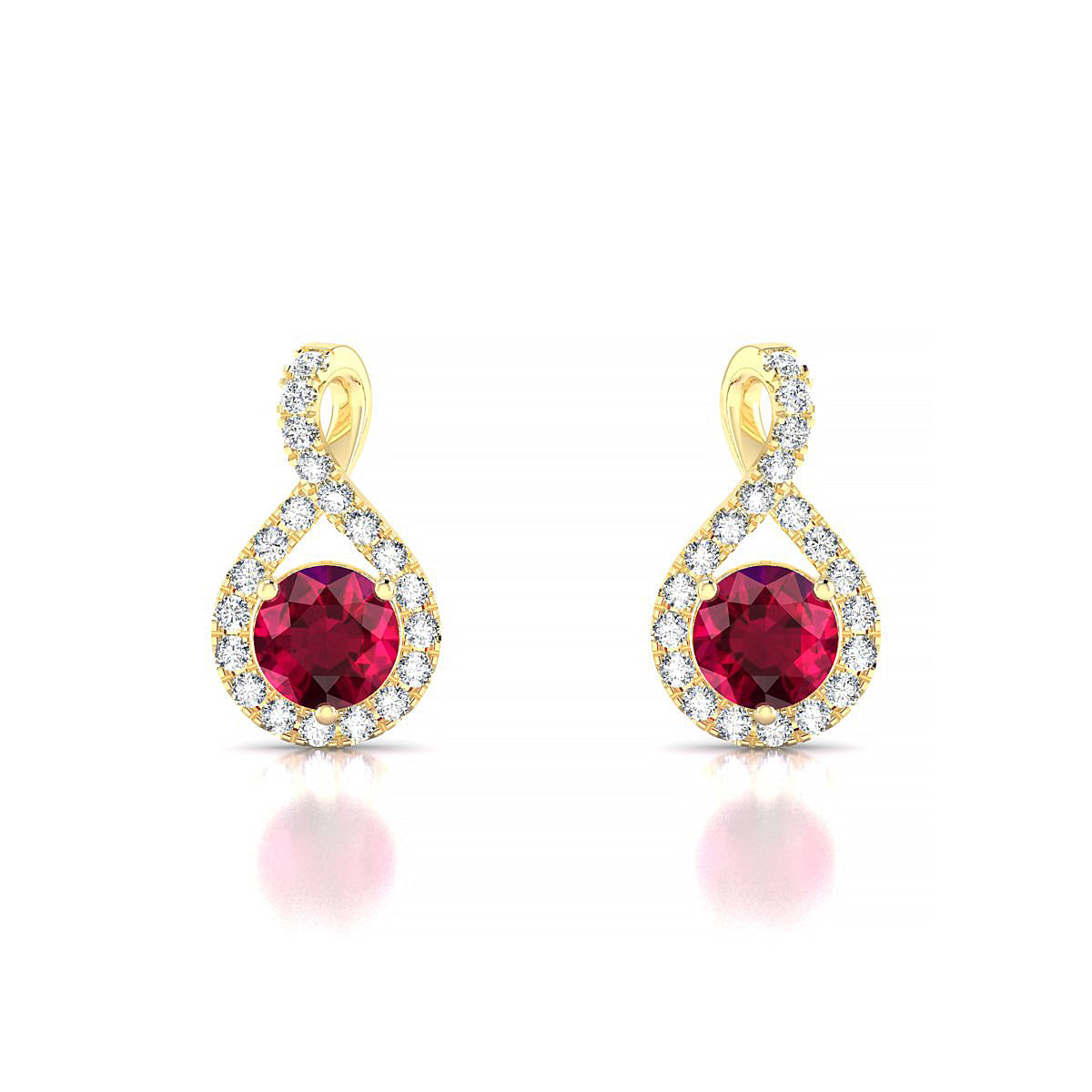 Essence | 18k Yellow Gold 4.5 mm Round Ruby Earrings
