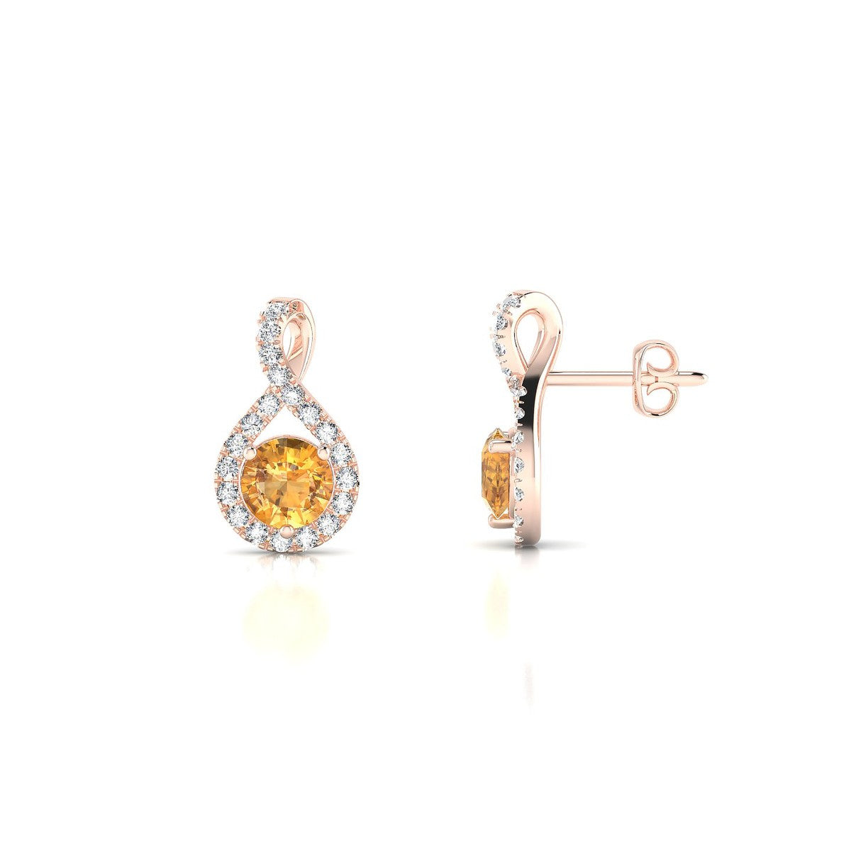 Essence | 18k Rose Gold 4.5 mm Round Citrine Earrings