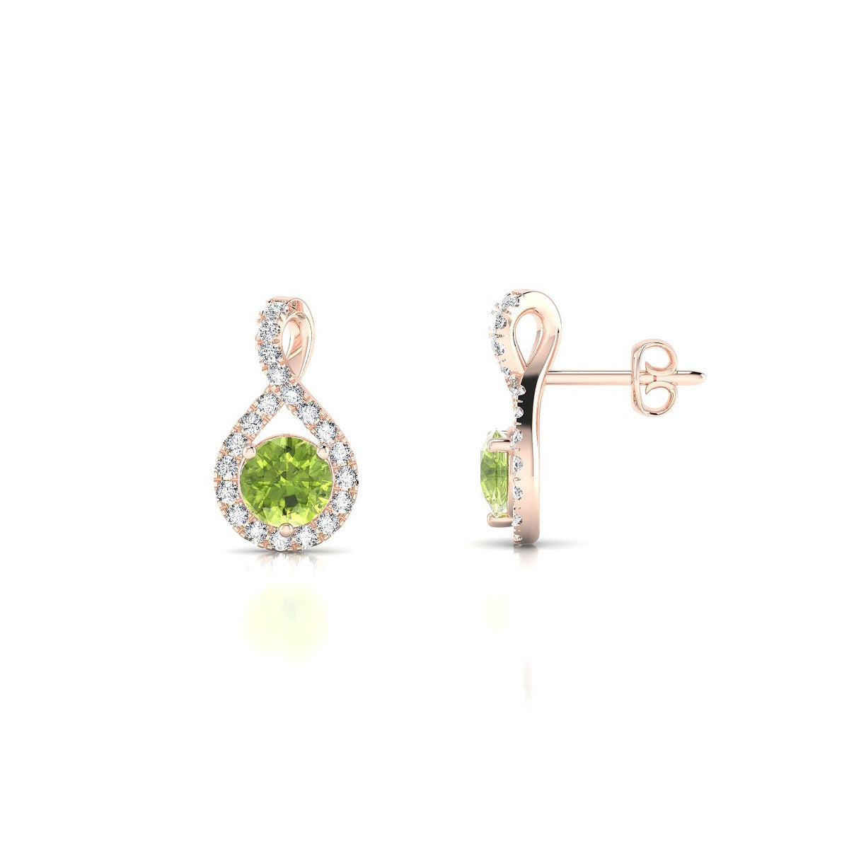 Essence | 18k Rose Gold 4.5 mm Round Peridot Earrings