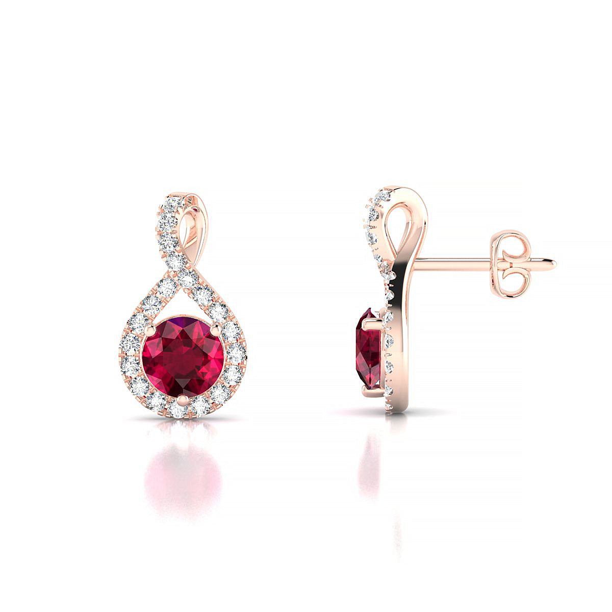 Essence | 18k Rose Gold 4.5 mm Round Ruby Earrings
