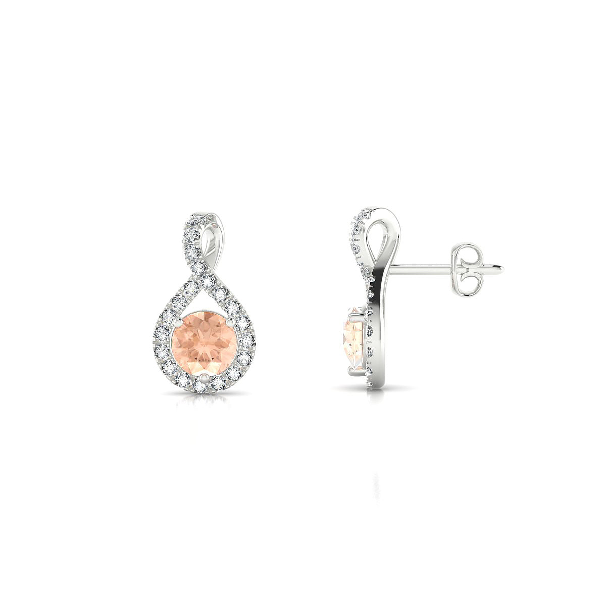 Essence | 18k White Gold 4.5 mm Round Morganite Earrings