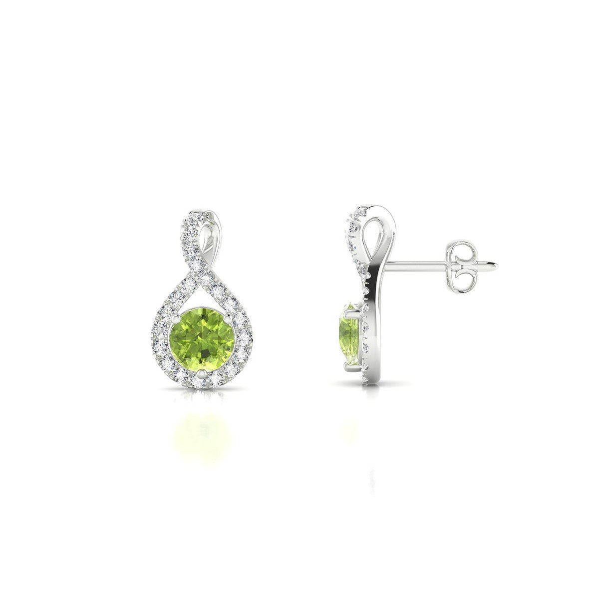 Essence | 18k White Gold 4.5 mm Round Peridot Earrings
