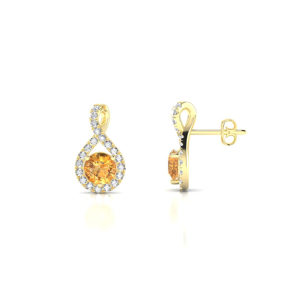 Essence | 18k Yellow Gold 4.5 mm Round Citrine Earrings