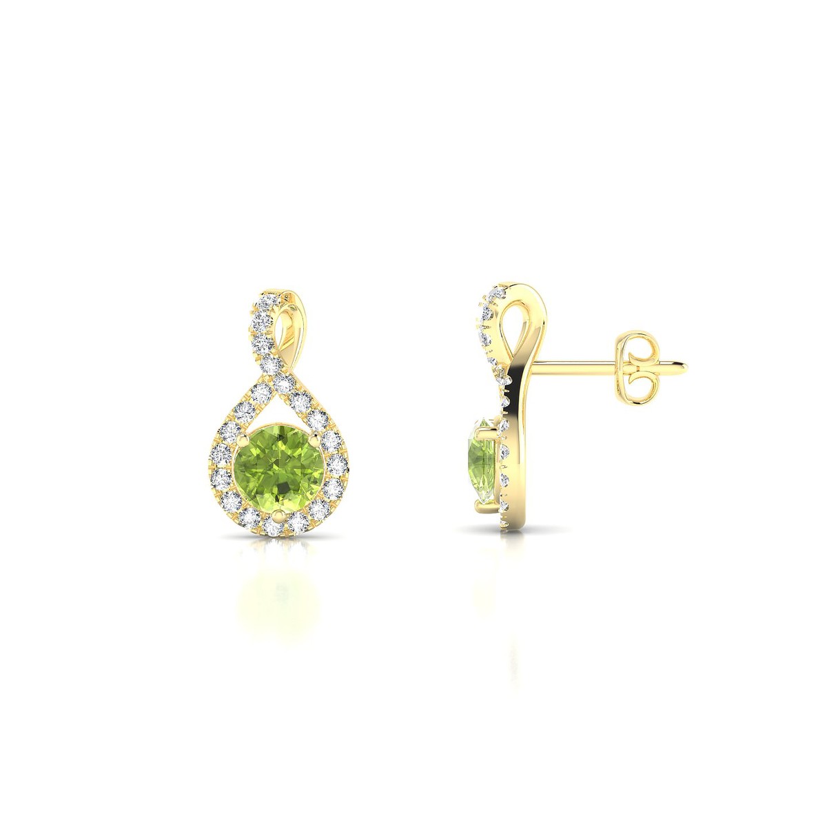 Essence | 18k Yellow Gold 4.5 mm Round Peridot Earrings