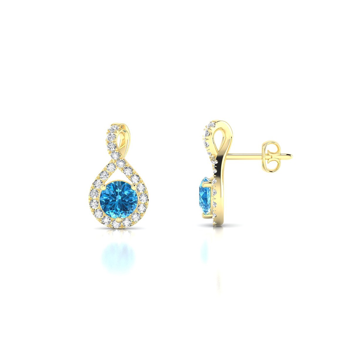 Essence | 18k Yellow Gold 4.5 mm Round Topaz Earrings