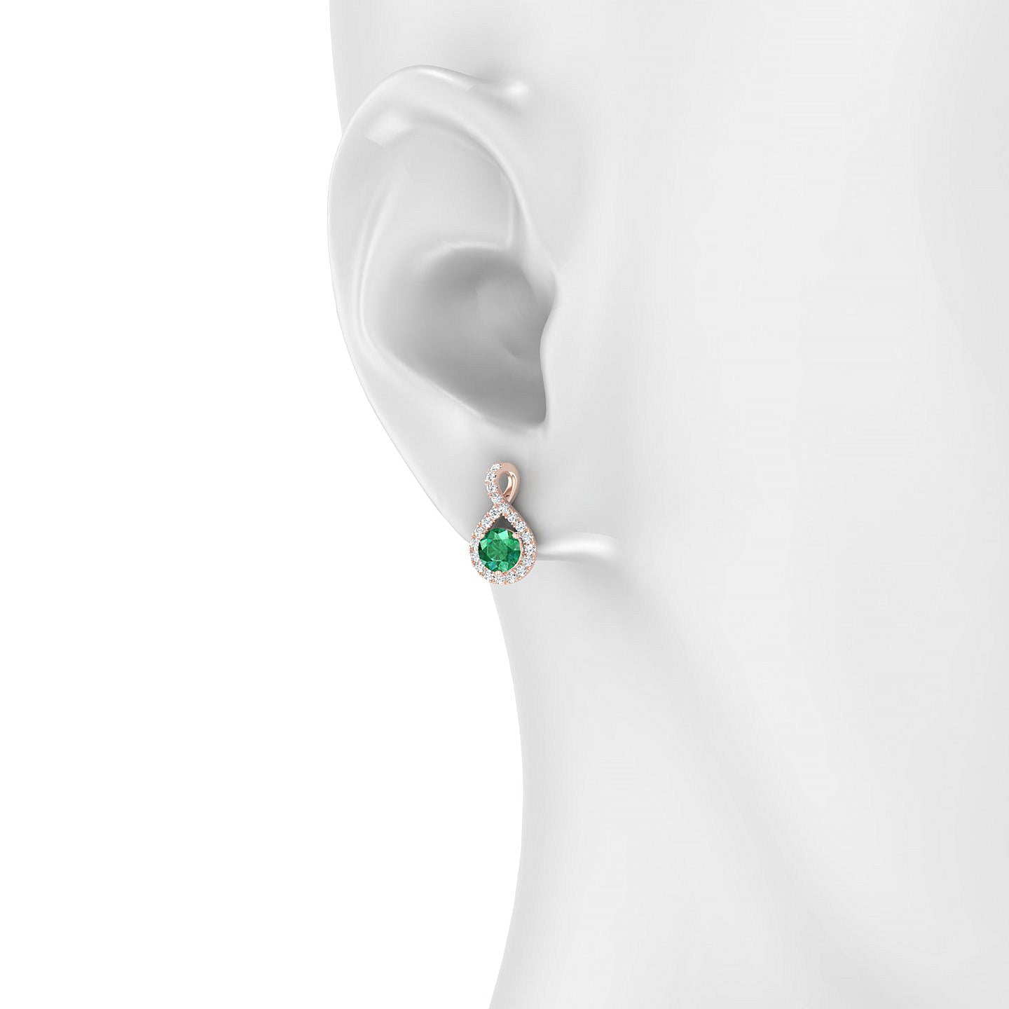Essence | 18k Rose Gold 4.5 mm Round Emerald Earrings