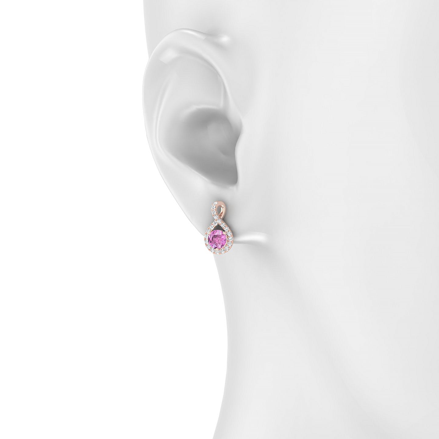 Essence | 18k Rose Gold 4.5 mm Round Pink Sapphire Earrings