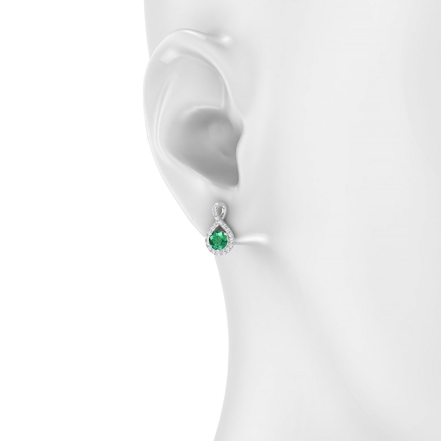 Essence | 18k White Gold 4.5 mm Round Emerald Earrings
