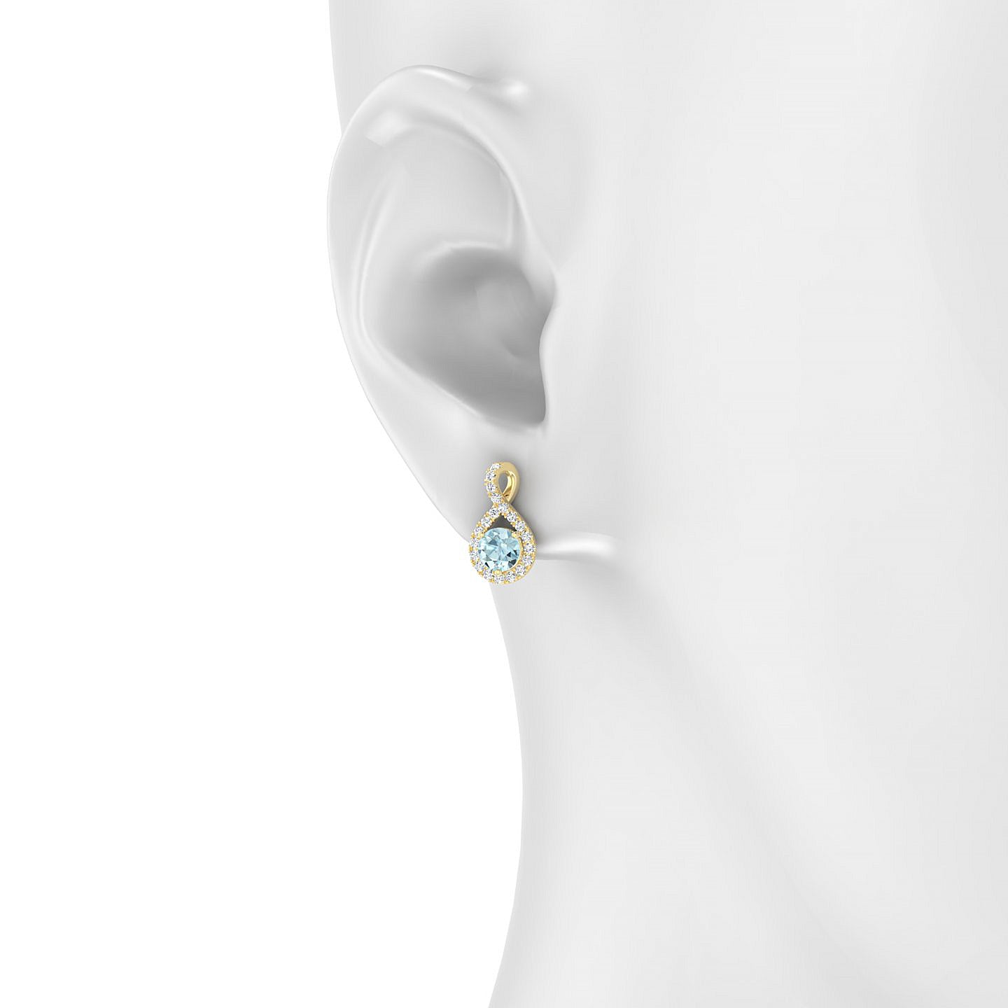 Essence | 18k Yellow Gold 4.5 mm Round Aquamarine Earrings