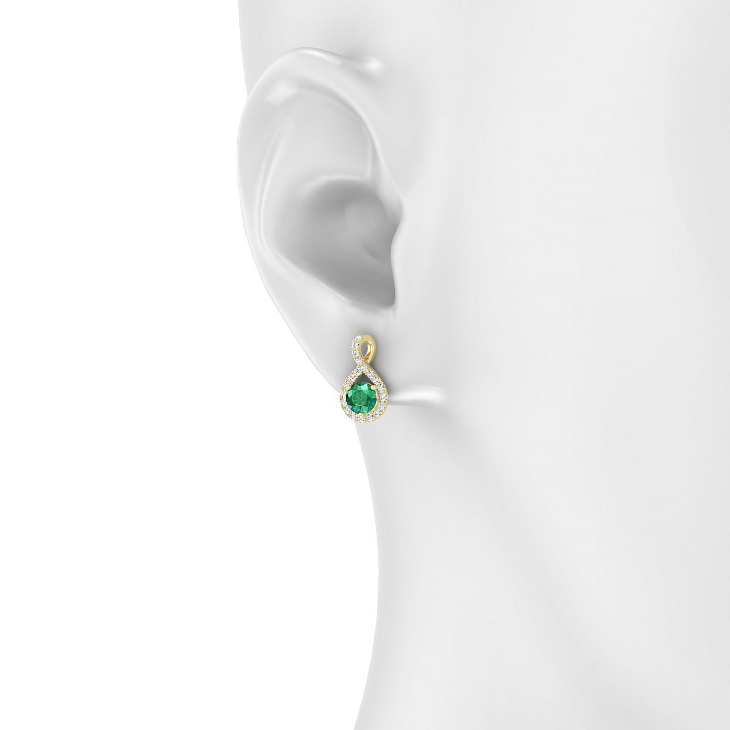 Essence | 18k Yellow Gold 4.5 mm Round Emerald Earrings