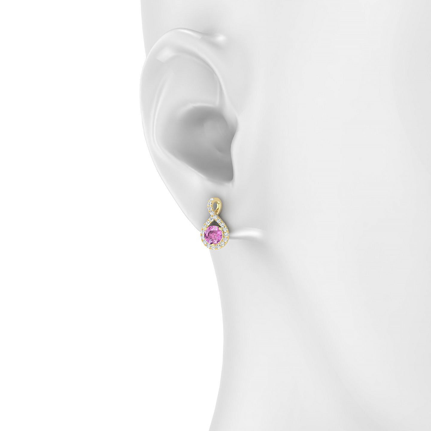 Essence | 18k Yellow Gold 4.5 mm Round Pink Sapphire Earrings
