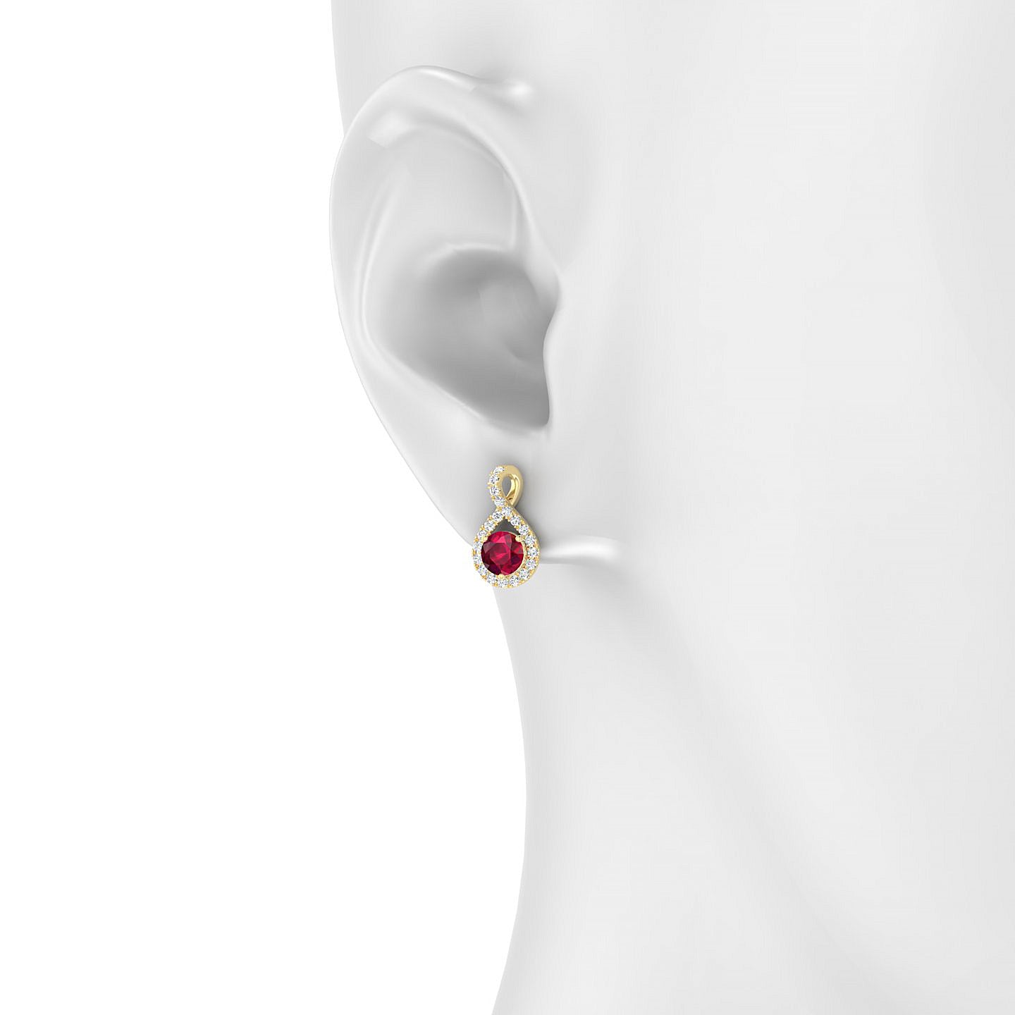 Essence | 18k Yellow Gold 4.5 mm Round Ruby Earrings
