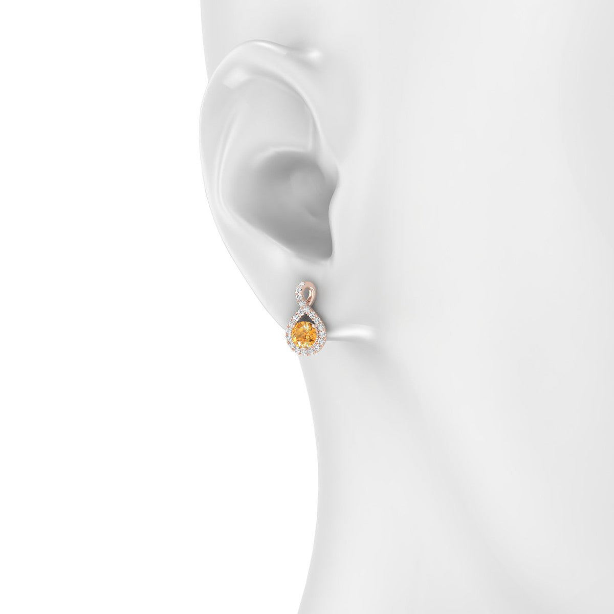Essence | 18k Rose Gold 4.5 mm Round Citrine Earrings