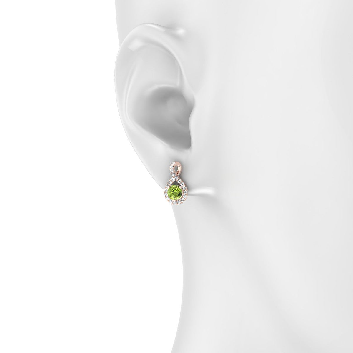 Essence | 18k Rose Gold 4.5 mm Round Peridot Earrings