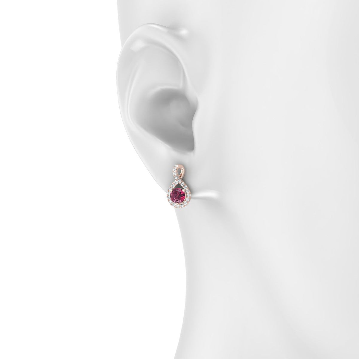 Essence | 18k Rose Gold 4.5 mm Round Rhodolite Earrings